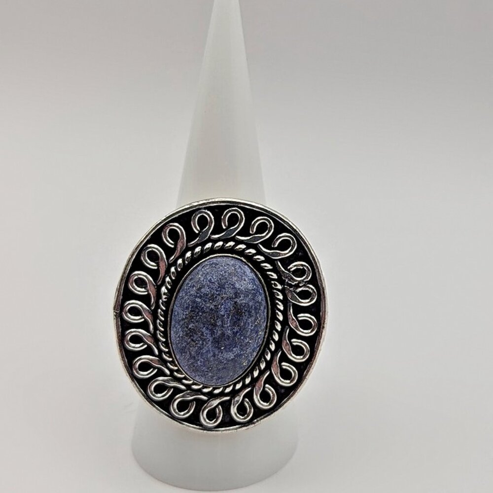 Blue Lapis Ring, Size 9 Statement Ring - image 4